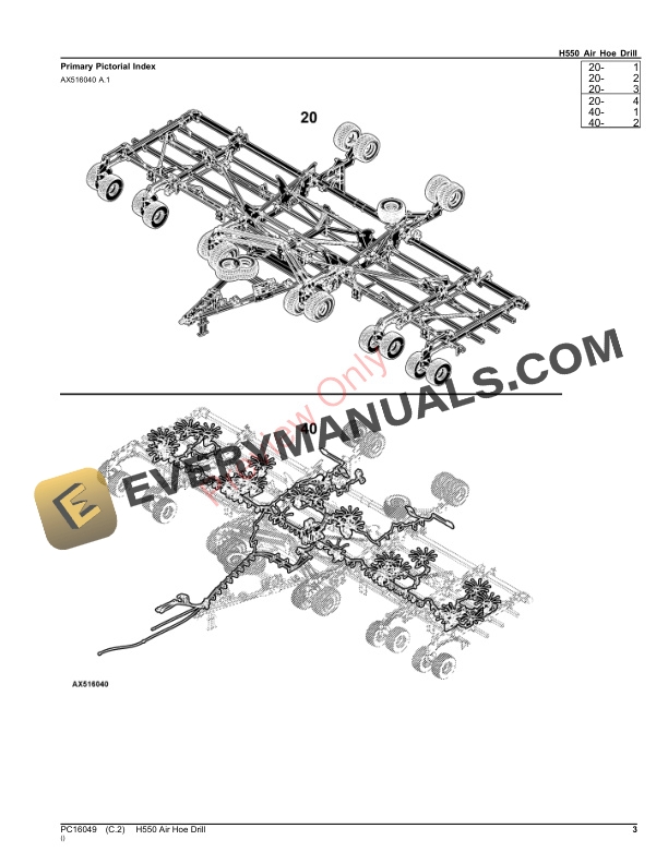 John Deere H550 Air Hoe Drill Parts Catalog PC16049 23NOV23-3