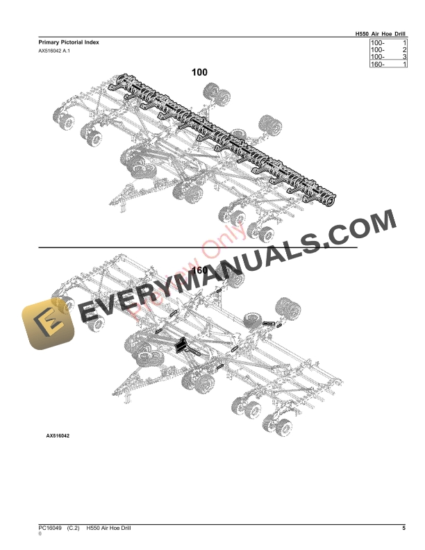 John Deere H550 Air Hoe Drill Parts Catalog PC16049 23NOV23-5