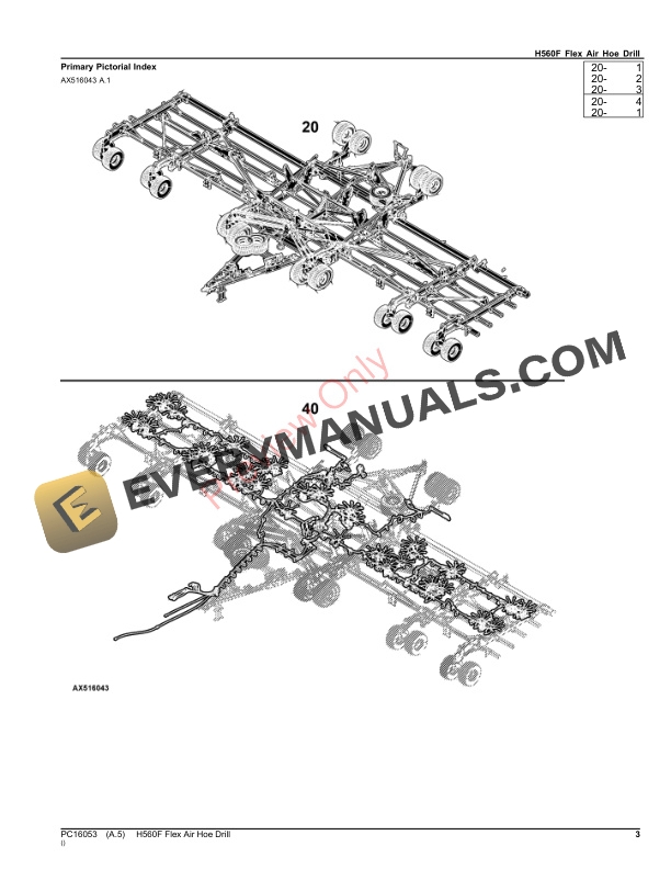 John Deere H560F Flex Air Hoe Drill Parts Catalog PC16053 23NOV23-3