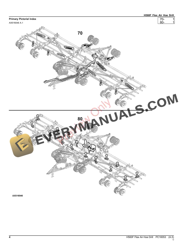 John Deere H560F Flex Air Hoe Drill Parts Catalog PC16053 23NOV23-4