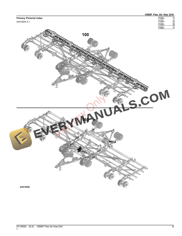 John Deere H560F Flex Air Hoe Drill Parts Catalog PC16053 23NOV23-5