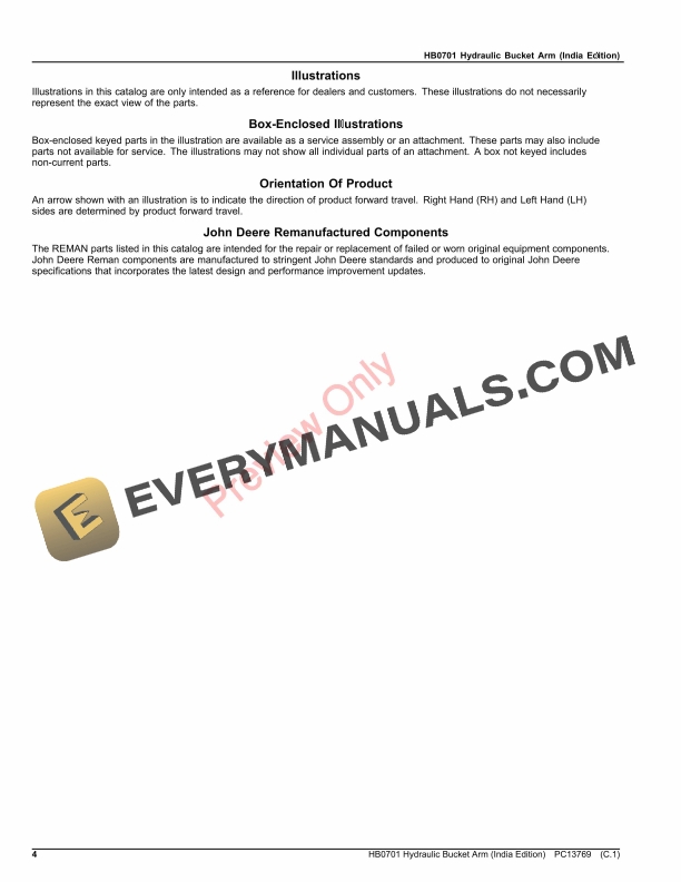 John Deere HB0701 Hydraulic Bucket Arm Parts Catalog PC13769 20SEP21-4