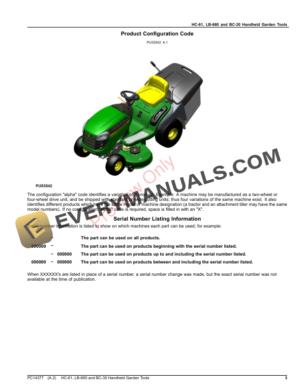 John Deere HC-61, LB-660 and BC-30 Handheld Garden Tools Parts Catalog PC14377 09NOV23-3