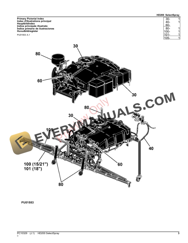 John Deere HD200 SELECTSPRAY Parts Catalog PC10329 26NOV23 3