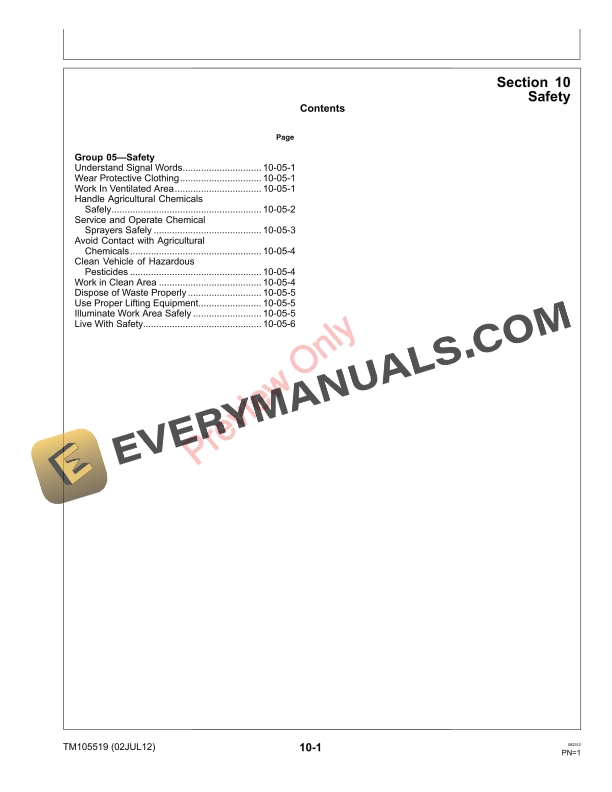 John Deere HD200 and HD300 SelectSpray HD200 065001 HD300 040001 Technical Manual TM105519 02JUL12 5