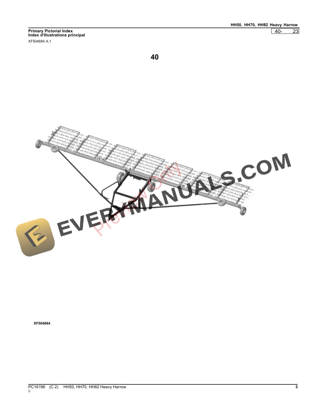 John Deere HH50, HH70, HH82 Heavy Harrow Parts Catalog PC16196 10SEP23-3
