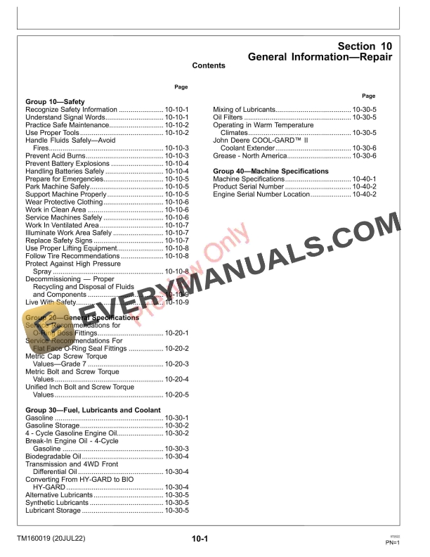 John Deere HPX615E Gator Utility Vehicle 040001 Technical Manual TM160019 20JUL22 5