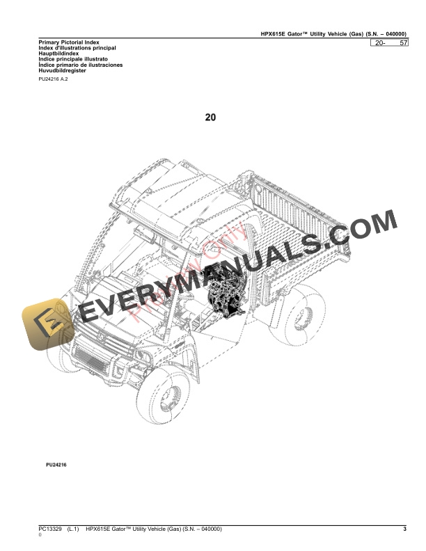 John Deere HPX615E Gator Utility Vehicle (Gas) (S.N. 040000) Parts Catalog PC13329 10SEP23 4 John Deere HPX615E Gator Utility Vehicle (Gas) (S.N. 040000) Parts Catalog PC13329 10SEP23-3