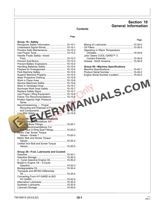 John Deere HPX615E Gator Utility Vehicles Technical Manual TM150919 20JUL22 5