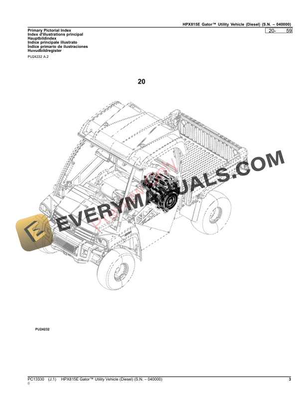 John Deere HPX815E Gator Utility Vehicle (Diesel) (000000-040000) Parts Catalog PC13330 03OCT23 4 John Deere HPX815E Gator Utility Vehicle (Diesel) (000000-040000) Parts Catalog PC13330 03OCT23-3