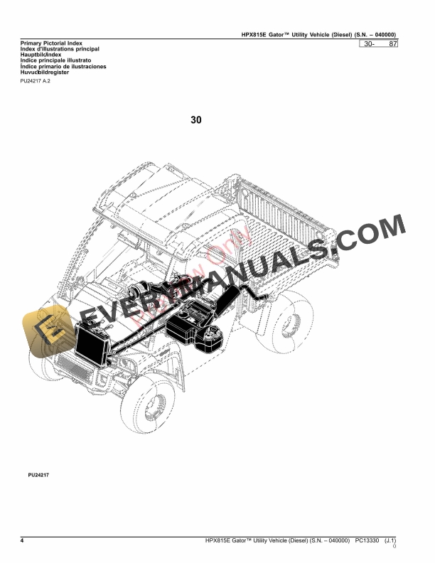 John Deere HPX815E Gator Utility Vehicle (Diesel) (000000-040000) Parts Catalog PC13330 03OCT23 5 John Deere HPX815E Gator Utility Vehicle (Diesel) (000000-040000) Parts Catalog PC13330 03OCT23-4