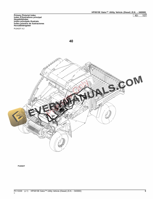John Deere HPX815E Gator Utility Vehicle (Diesel) (000000-040000) Parts Catalog PC13330 03OCT23 6 John Deere HPX815E Gator Utility Vehicle (Diesel) (000000-040000) Parts Catalog PC13330 03OCT23-5