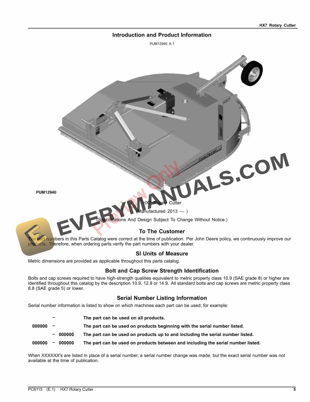 John Deere HX7 Rotary Cutter Parts Catalog PC6115 20SEP21-5