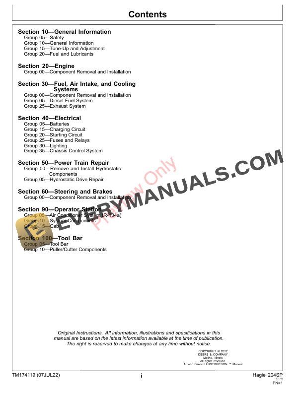 John Deere Hagie 204SP Technical Manual TM174119 07JUL22 3