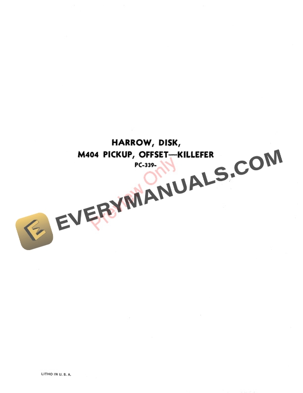 John Deere Harrow, Disk, M404 Pickup, Offset – Killefer Parts Catalog PC339 01APR53-2