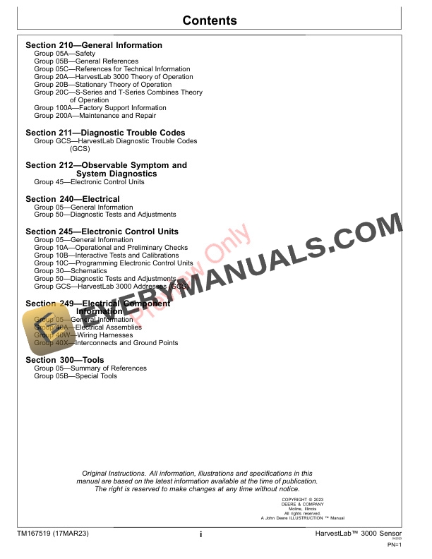 John Deere HarvestLab 3000 Stationary HarvestLab3000 on S760—S790 Combine Harvesters R2 and R4 Only Technical Manual TM167519 17MAR23 3