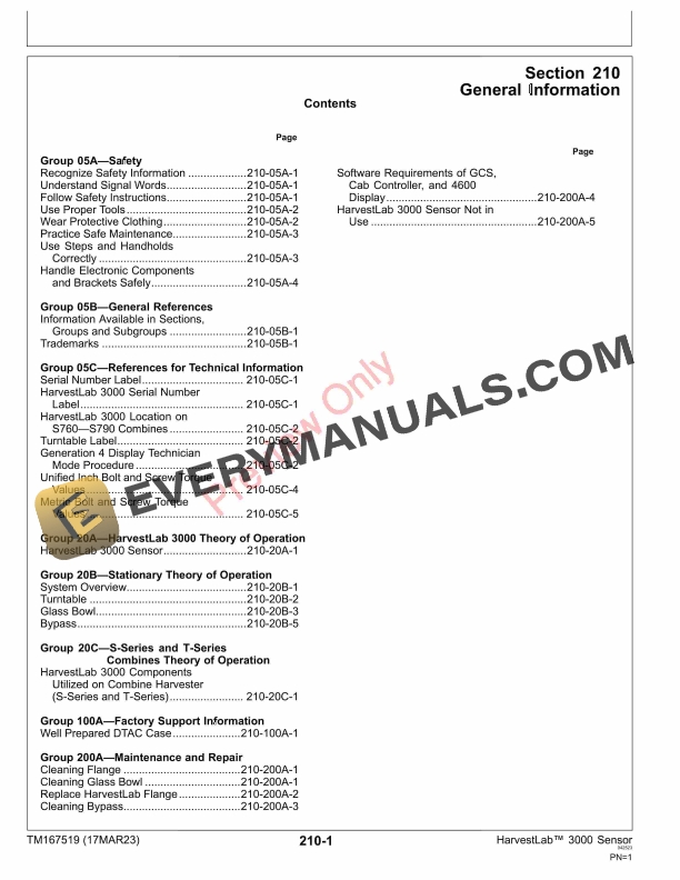 John Deere HarvestLab 3000 Stationary HarvestLab3000 on S760—S790 Combine Harvesters R2 and R4 Only Technical Manual TM167519 17MAR23 5