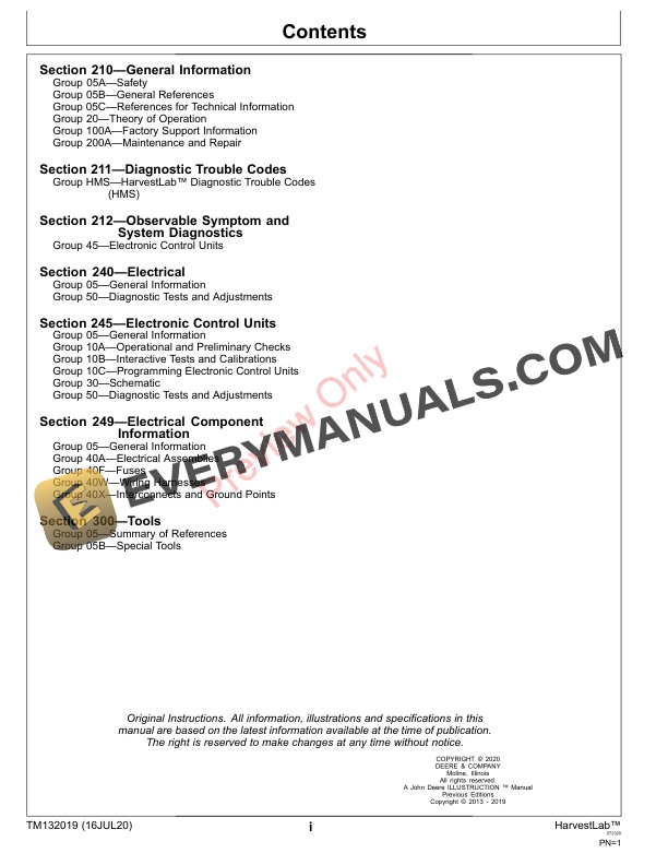 John Deere HarvestLab Stationary HarvestLab on 7X00 and 8000 Series Self Technical Manual TM132019 16JUL20 3