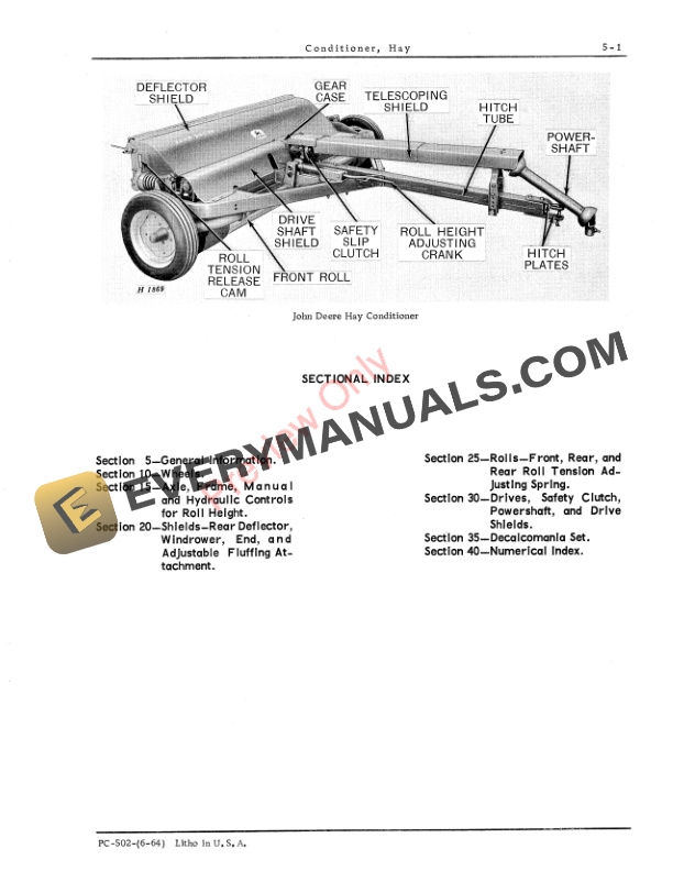 John Deere Hay Mower Conditioner Parts Catalog PC502 01JUN64-3