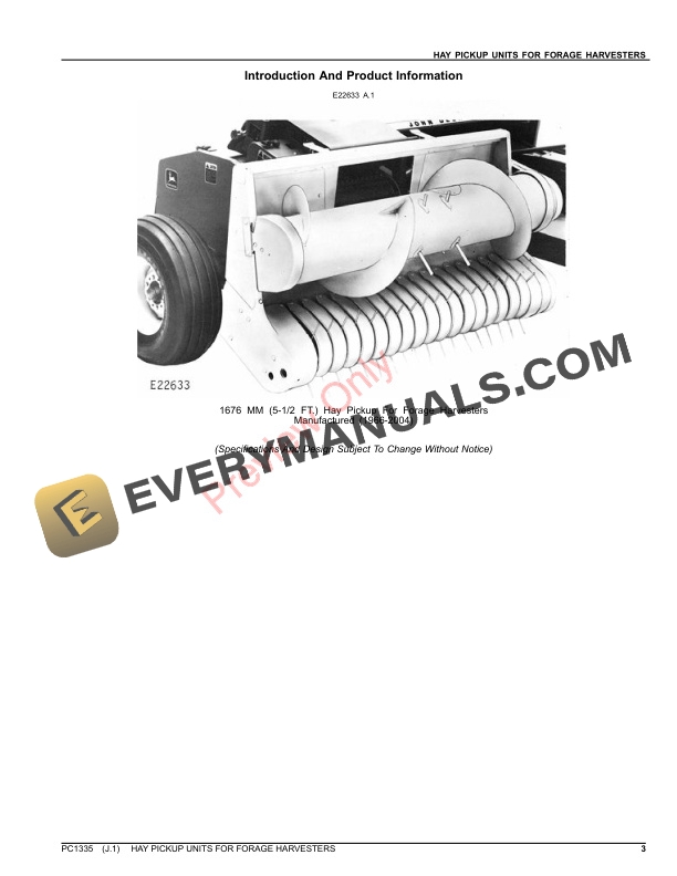 John Deere Hay Pickup Units For Forage Harvesters Parts Catalog PC1335 20SEP21-3