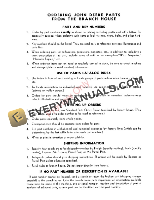 John Deere Heavy Series Disk Tillers Parts Catalog PC116 01JAN54 3