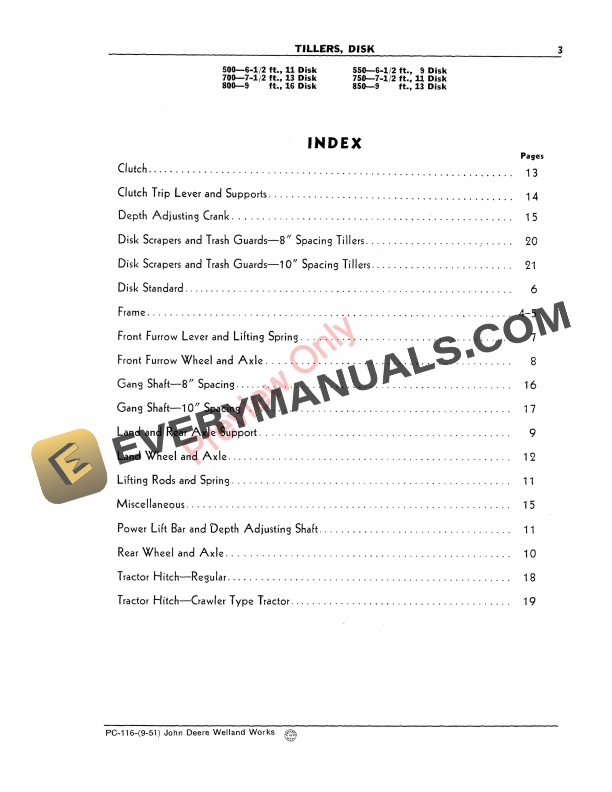 John Deere Heavy Series Disk Tillers Parts Catalog PC116 01JAN54 5