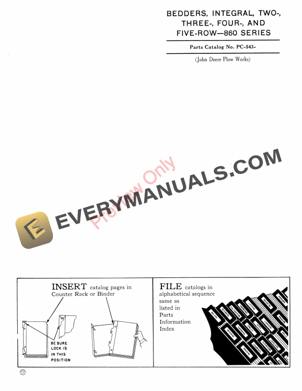 John Deere Integral Bedders – 860 Series Parts Catalog PC543 01FEB57-1