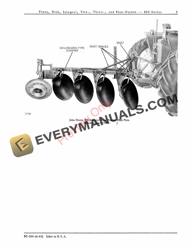 John Deere Integral Disk Plows – 805 Series Parts Catalog PC599 01AUG61-5