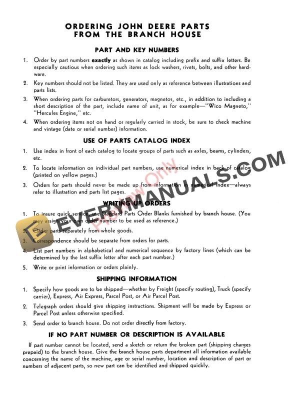 John Deere Integral Tool Carrier – No. 51 Front and No. 57 Rear Parts Catalog PC450 01OCT54-4