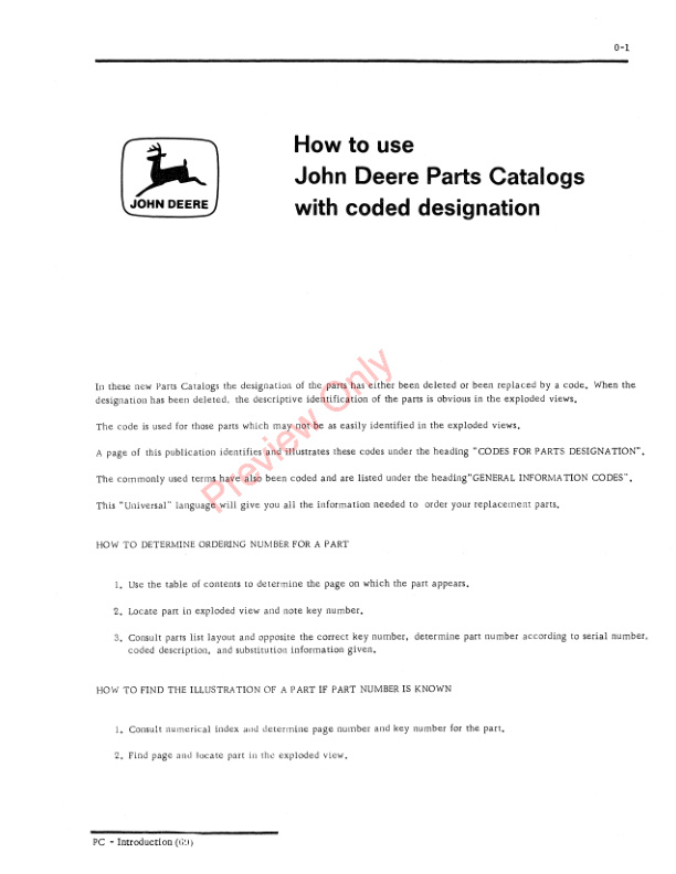 John Deere Integral Tool Carrier – No. 516 Parts Catalog PC306 01JAN53-3