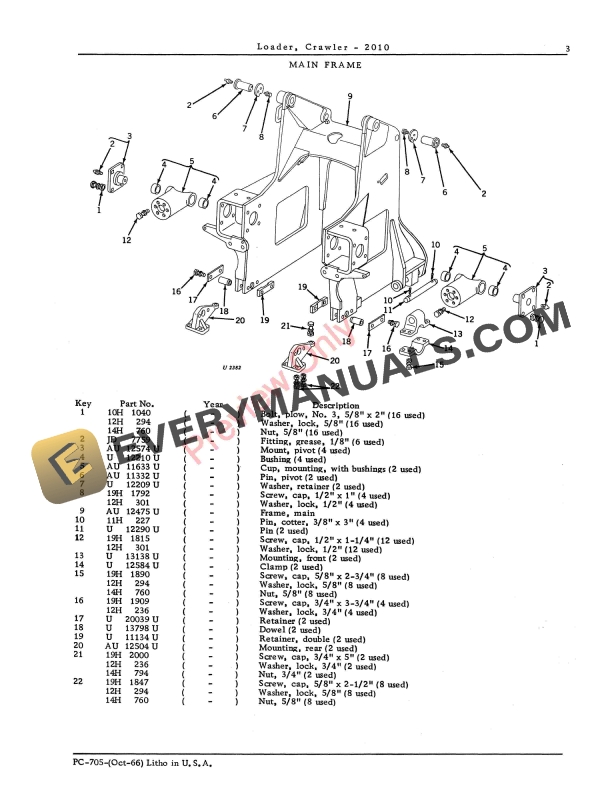 John Deere JD 2010 Crawler Loader (Loader Bucket Only) Parts Catalog PC705 01OCT66 6 John Deere JD 2010 Crawler Loader (Loader Bucket Only) Parts Catalog PC705 01OCT66-5