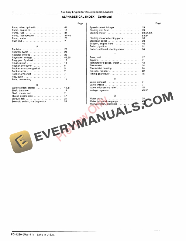 John Deere JD 4219D Auxiliary Engine for 76107620 Knuckleboom Loaders Parts Catalog PC1280 01MAR71 5 John Deere JD 4219D Auxiliary Engine for 76107620 Knuckleboom Loaders Parts Catalog PC1280 01MAR71-4