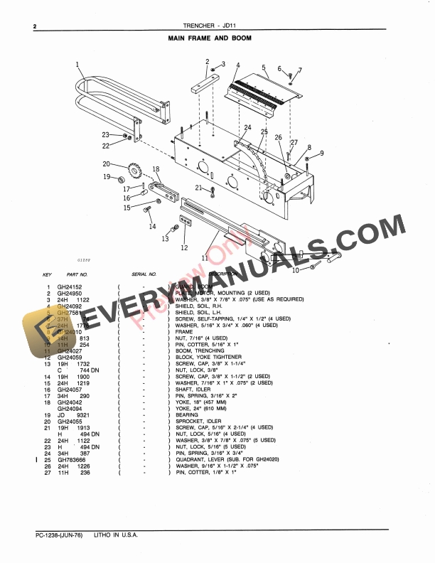 John Deere JD11 Trencher Parts Catalog PC1238 01JUN76 5 John Deere JD11 Trencher Parts Catalog PC1238 01JUN76-4