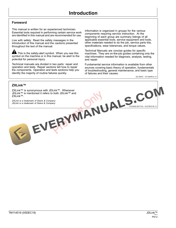 John Deere JDLink 2G 3G MTG Technical Manual TM114519 05DEC19 2