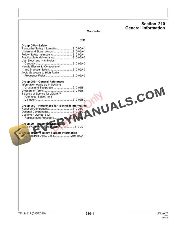 John Deere JDLink 2G 3G MTG Technical Manual TM114519 05DEC19 5