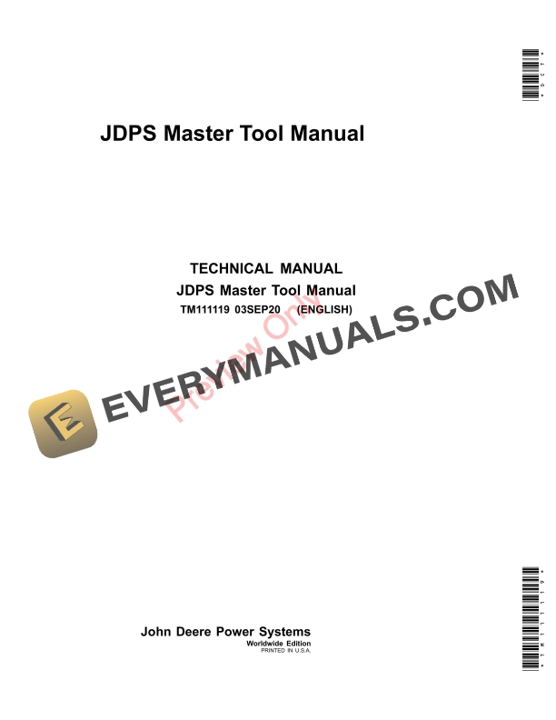 John Deere JDPS Master Tool Manual Technical Manual TM111119 03SEP20-1