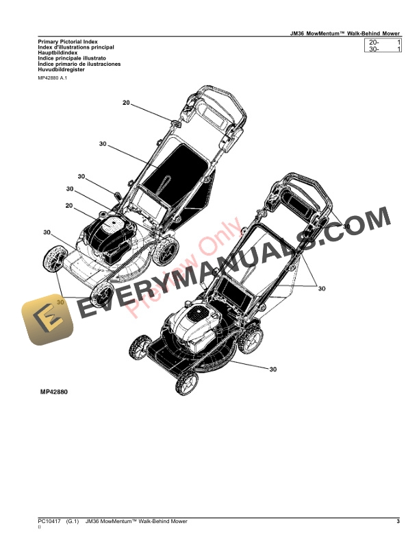 John Deere JM36 MowMentumWalk Behind Mower Parts Catalog PC10417 04NOV22 3