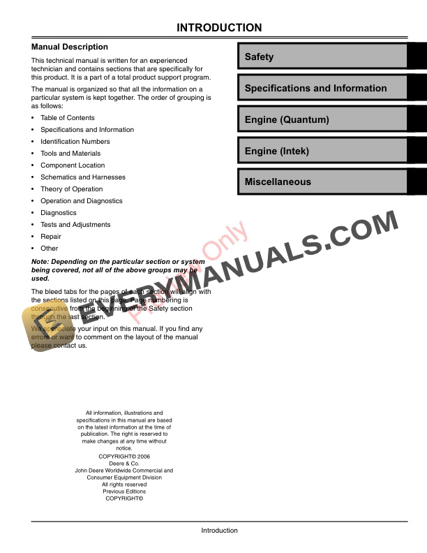 John Deere JS20 JS30 JS40 Walk Behind Rotary Mower Technical Manual TM1335 01MAR06 3