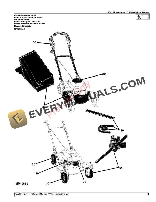 John Deere JS45 MOWMENTUM WALK-BEHIND MOWER Parts Catalog PC9763 22AUG23-3