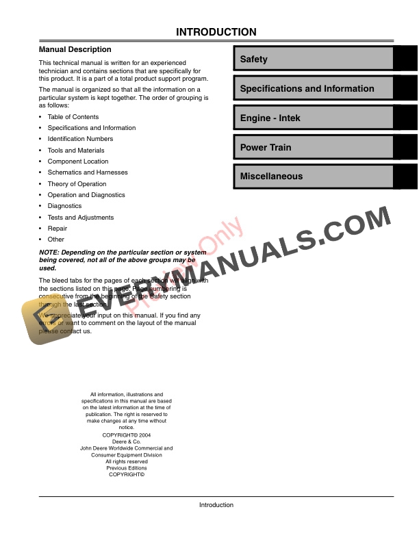 John Deere JS60H JS63 and JS63C Walk Behind Rotary Mowers Technical Manual TM2209 01MAR04 3
