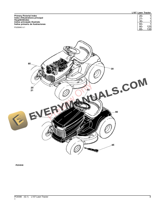 John Deere L107 Lawn Tractor Parts Catalog PC9306 08SEP23-3