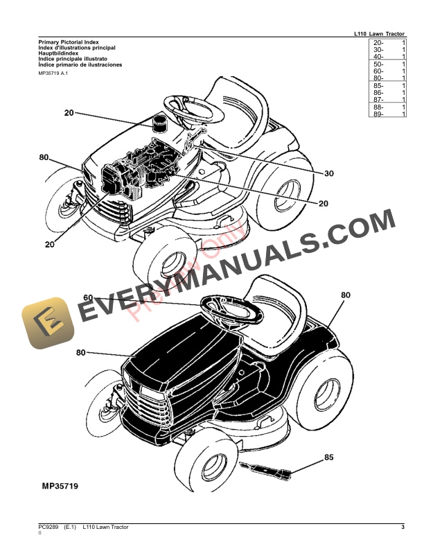 John Deere L110 LAWN TRACTOR Parts Catalog PC9289 08SEP23-3