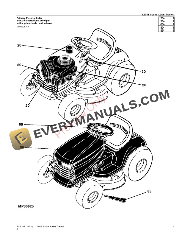 John Deere L2048 SCOTTS LAWN TRACTOR Parts Catalog PC9102 08SEP23-3