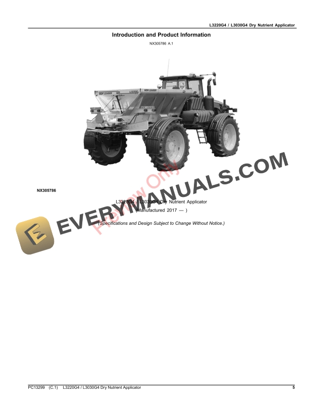 John Deere L3220G4 L3030G4 Dry Nutrient Applicator Parts Catalog PC13299 28JUN21-5