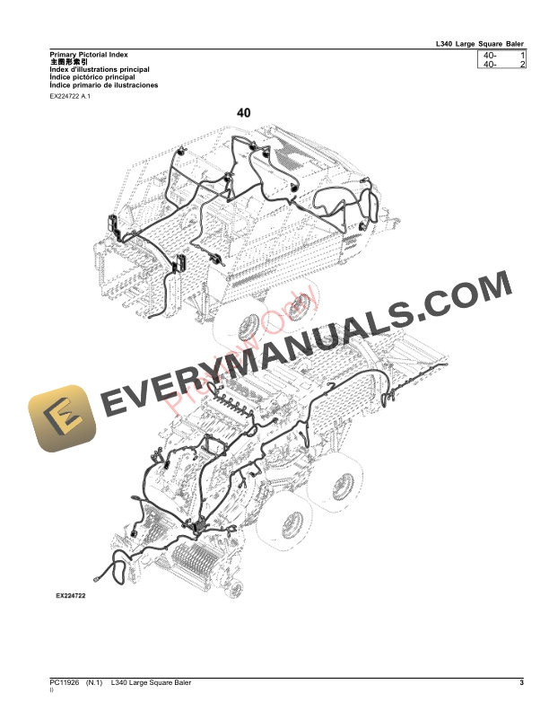 John Deere L340 Large Square Baler Parts Catalog PC11926 21SEP23 3