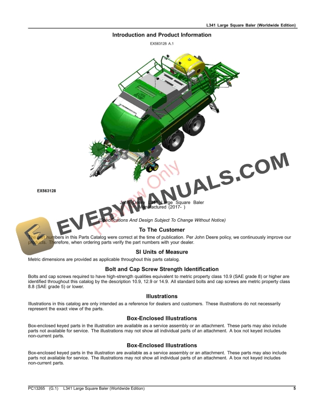 John Deere L341 Large Square Baler Parts Catalog PC13265 06OCT23-5