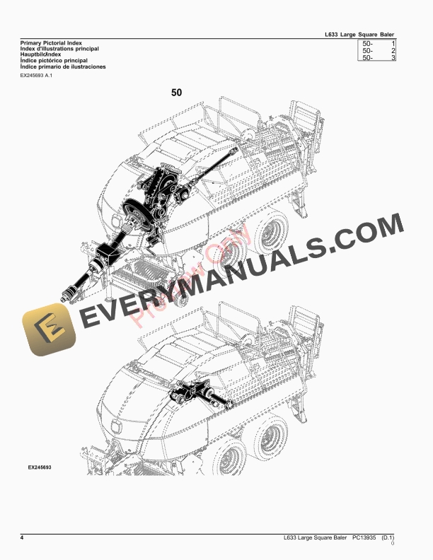 John Deere L633 Large Square Baler Parts Catalog PC13935 28OCT23-4