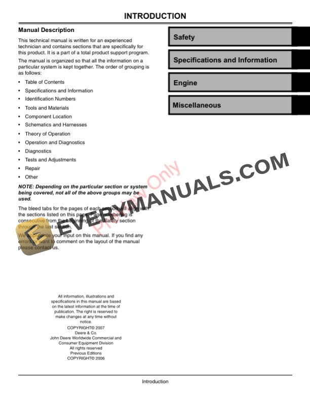 John Deere LE Series Trimmers and Edgers Technical Manual TM2189 01AUG07 3