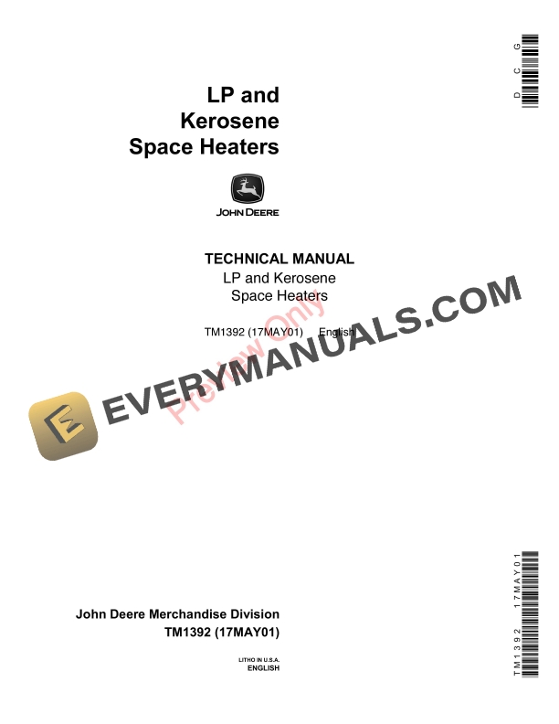 John Deere LP and Kerosene Space Heaters Technical Manual TM1392 17MAY01-1