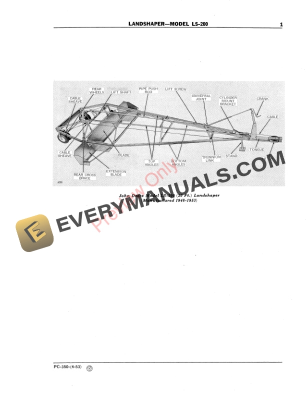 John Deere LS200 Landshaper Parts Catalog PC350 01APR53-3
